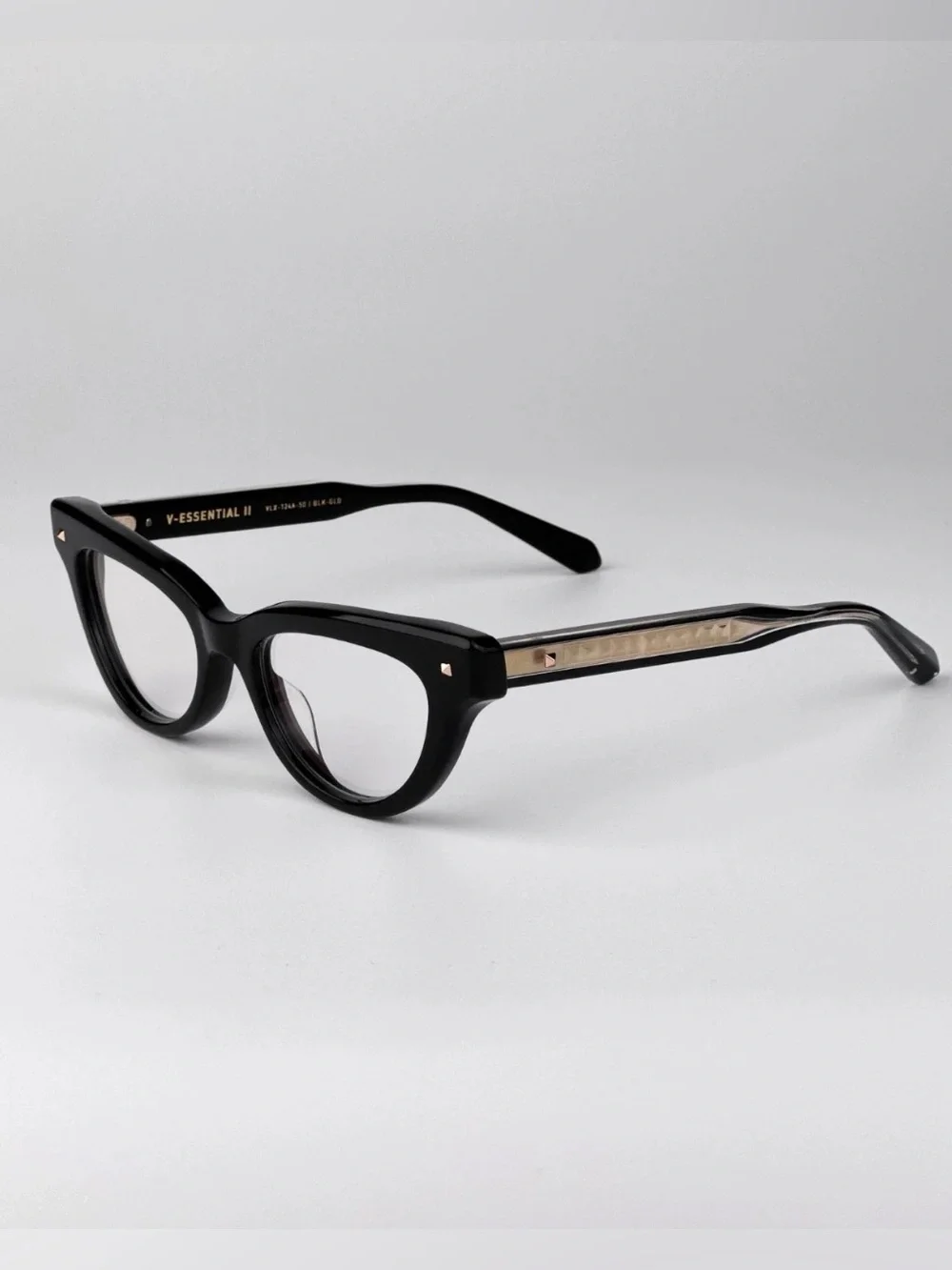 New Valentino V ESSENTIAL ll VLX 124A Black Cat Eye Glasses Authentic
